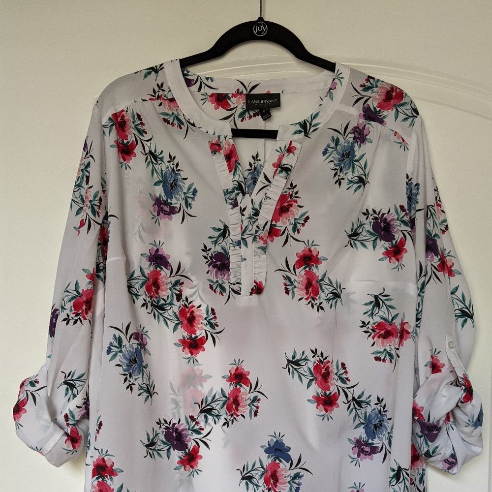 Lane Bryant Floral Split Neck Tunic,  Size 18